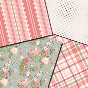 Digital Shabby Chic Pink Roses Seamless Paper Pack, 16 Printable ...
