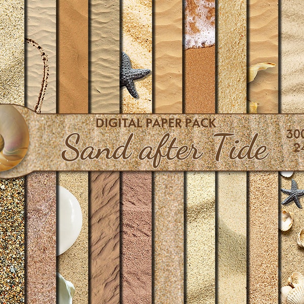 Digital Sand Paper Pack, 24 printable Digital Scrapbooking papers, fotorealistic Digital Collage, seaside clip art, Instant Download, set 29