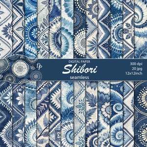 Digital Japannese shibori seamless papers, 24 fabric printable patterns, instant download, set 549