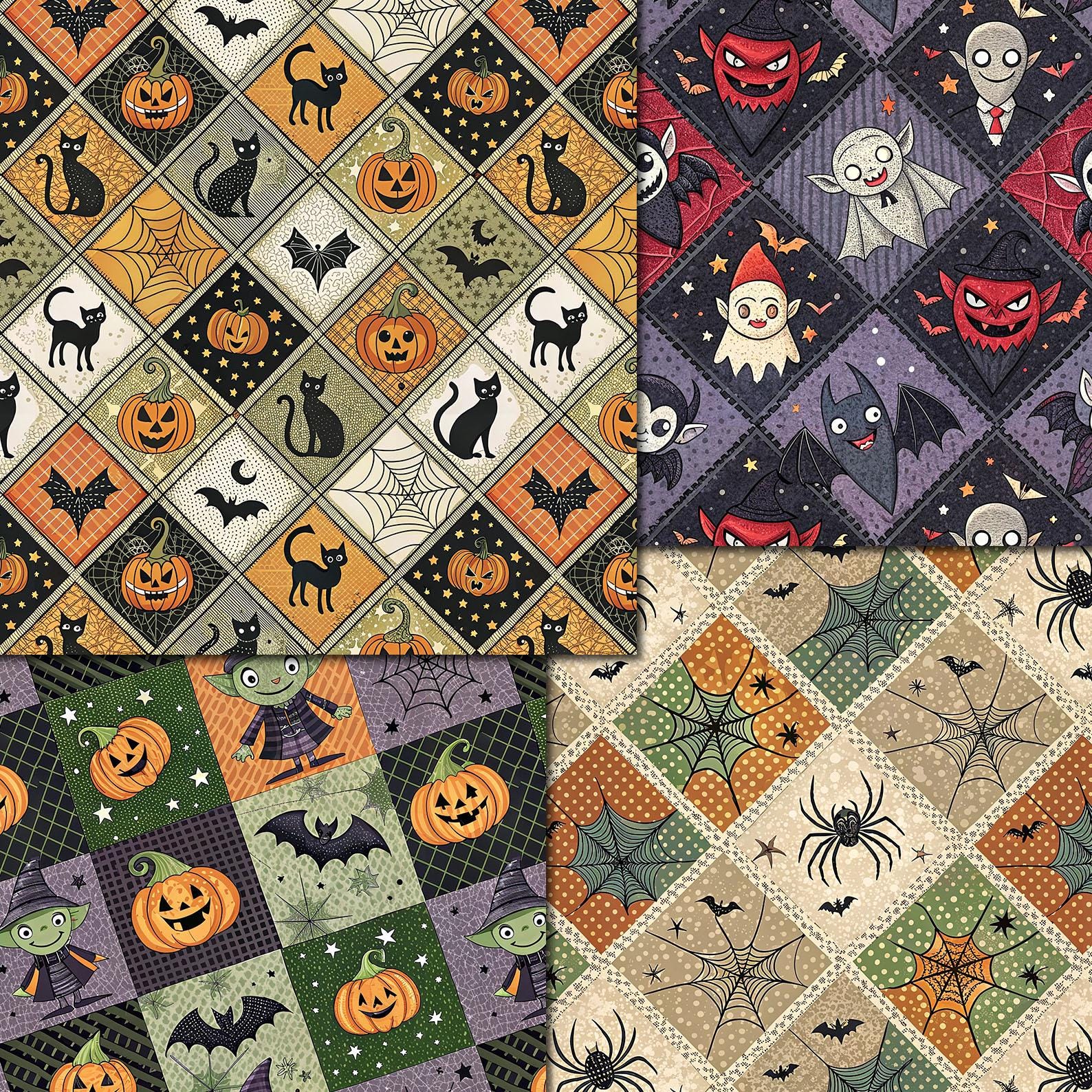 Digital Halloween Patchwork Seamless Papers, 20 Holiday Printable ...
