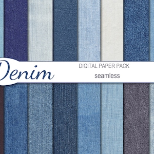 Digital Denim Seamless Paper Pack, 16 carte Scrapbooking stampabili, jeans Digital Collage, tessuto, Download istantaneo, set 54