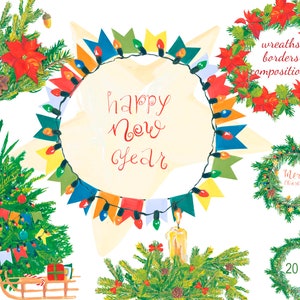 Digital Christmas decorations clip art, 20 elements, new year Digital Collage, printable Digital Scrapbooking, Instant Download, clip 110