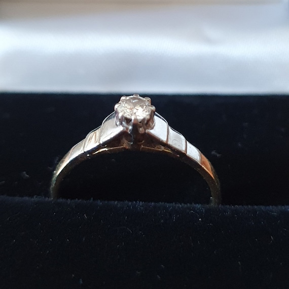 Art Deco 18 Ct Gold and Platinum Solitaire Diamond Ring Size J