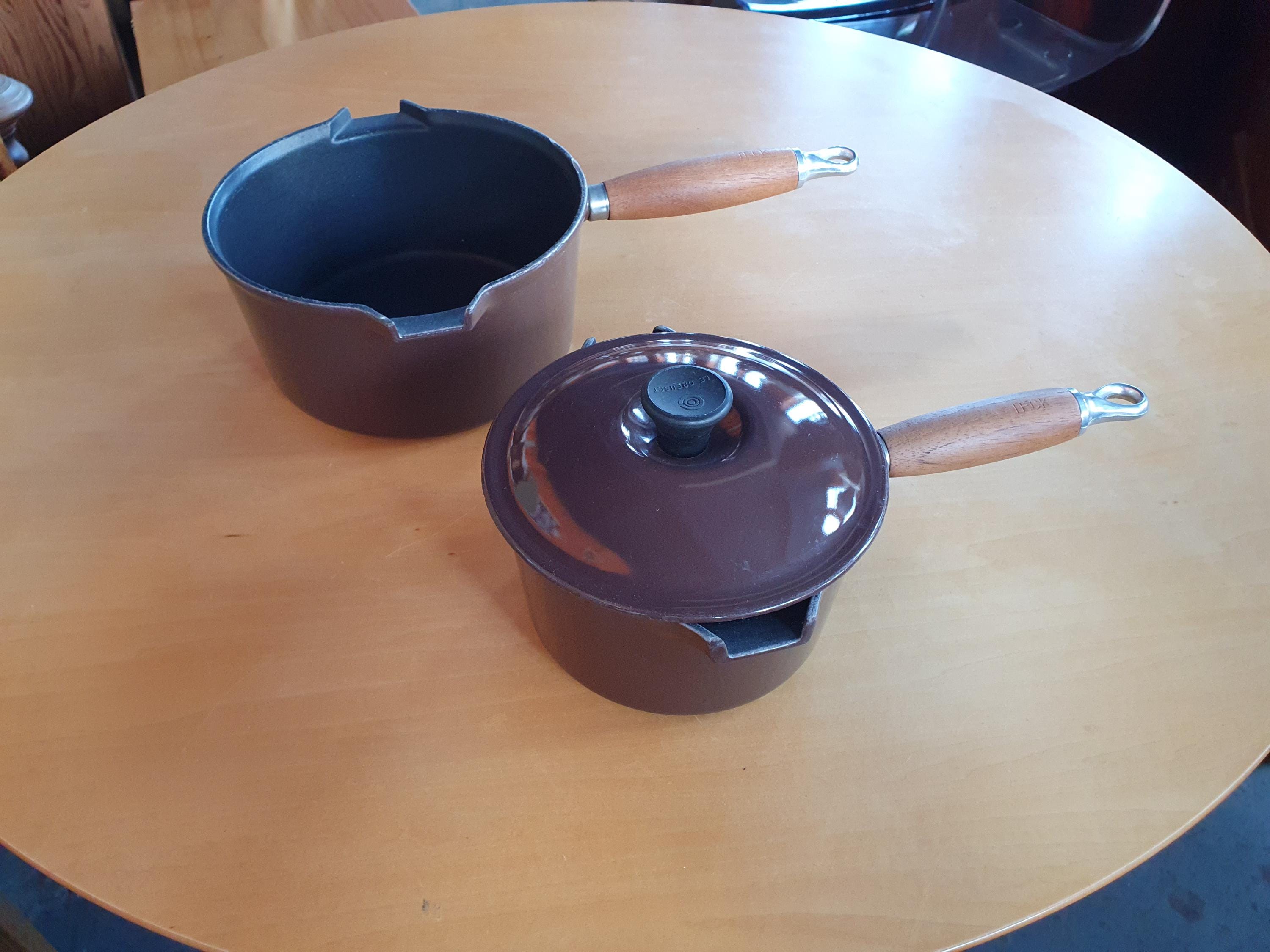 Vintage Pair of Le Creuset Saucepans Brown - Etsy