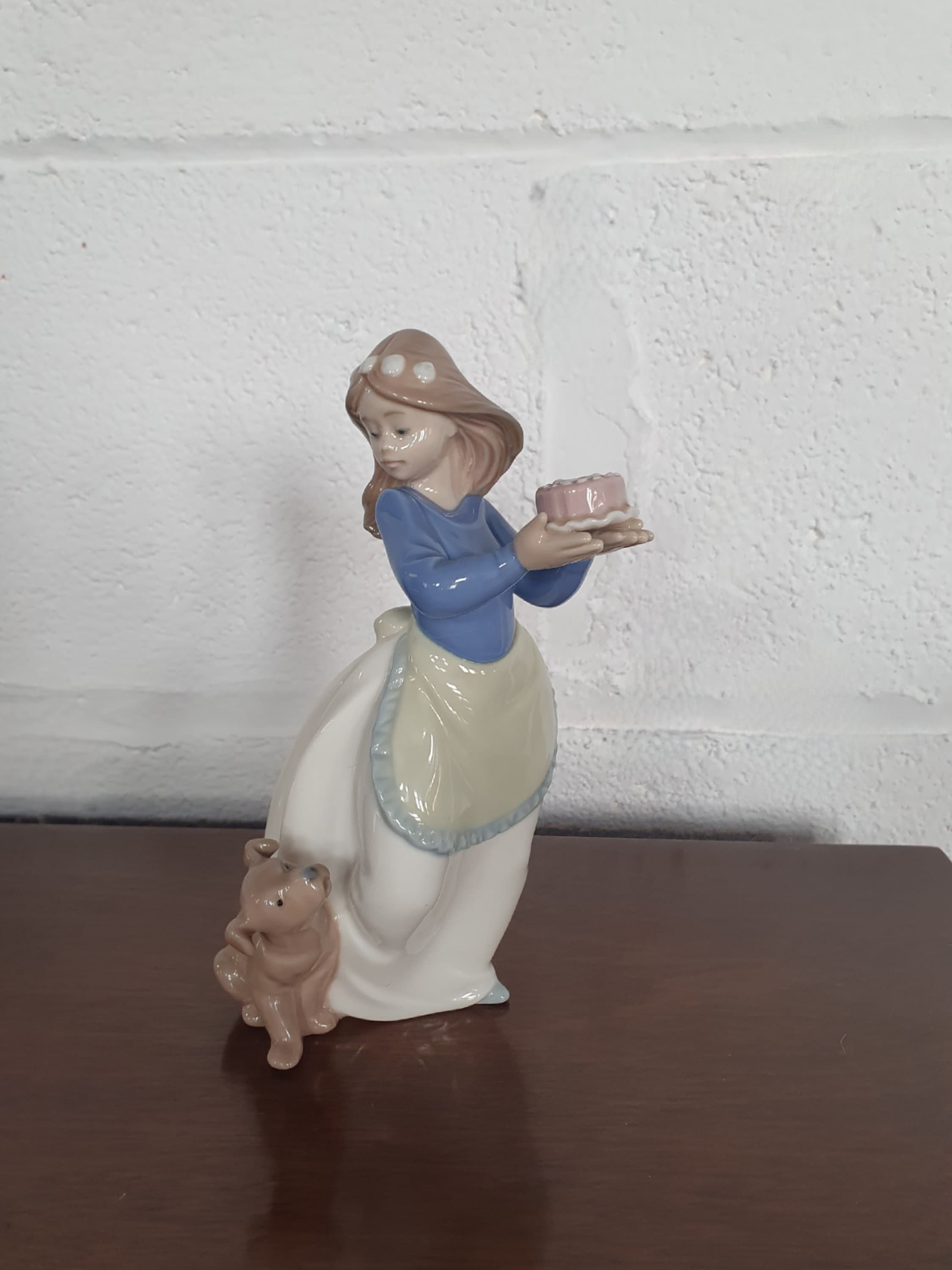 NAO Lladro Daisa Girl With Birthday Cake Puppy Figurine - Etsy UK