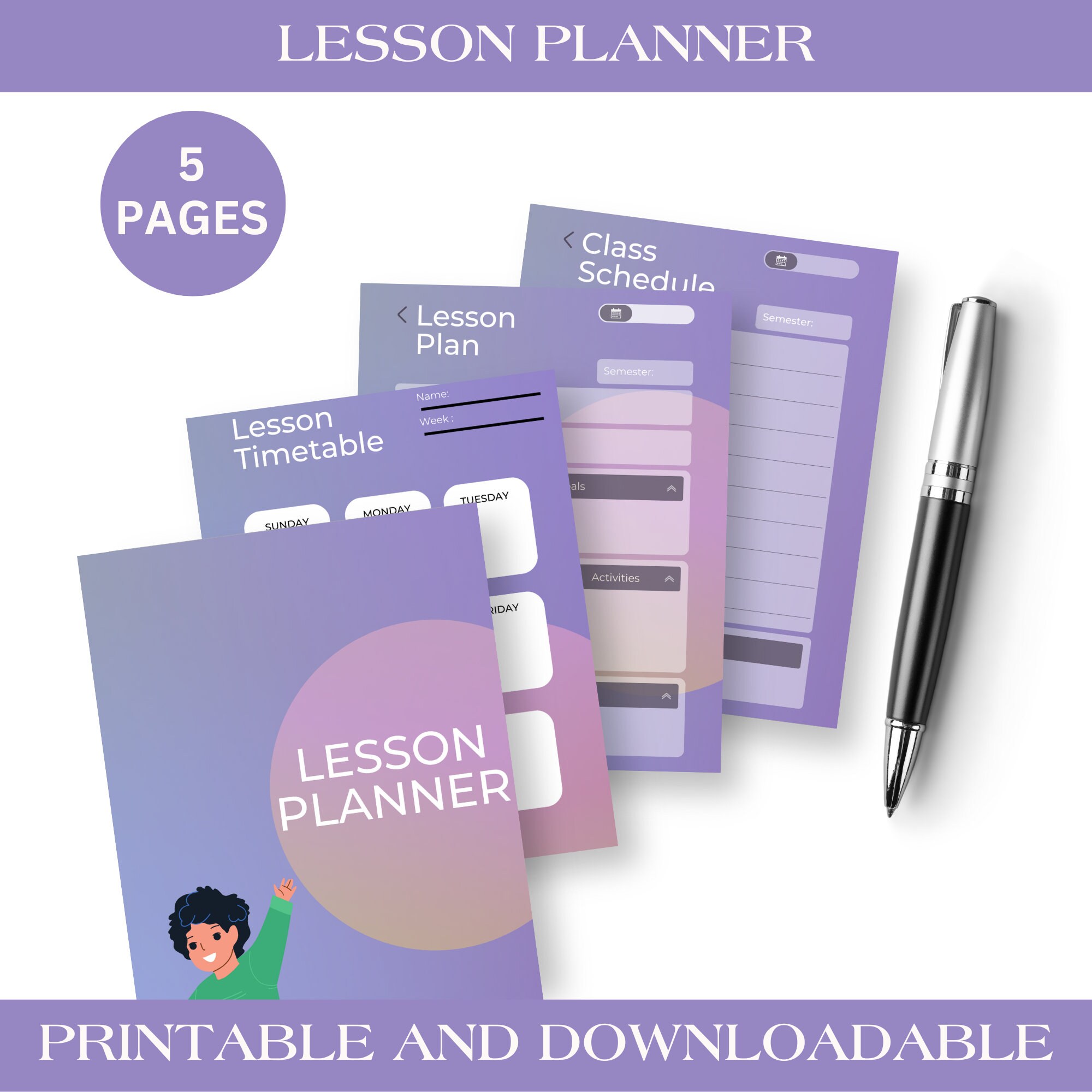 Lesson Planer Notebook Digital Product Digital Planner Lesson Planner Class Schedule Lesson ...