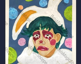 オリジナルのピエロの肖像画 | キャンバスに描いたアクリル画