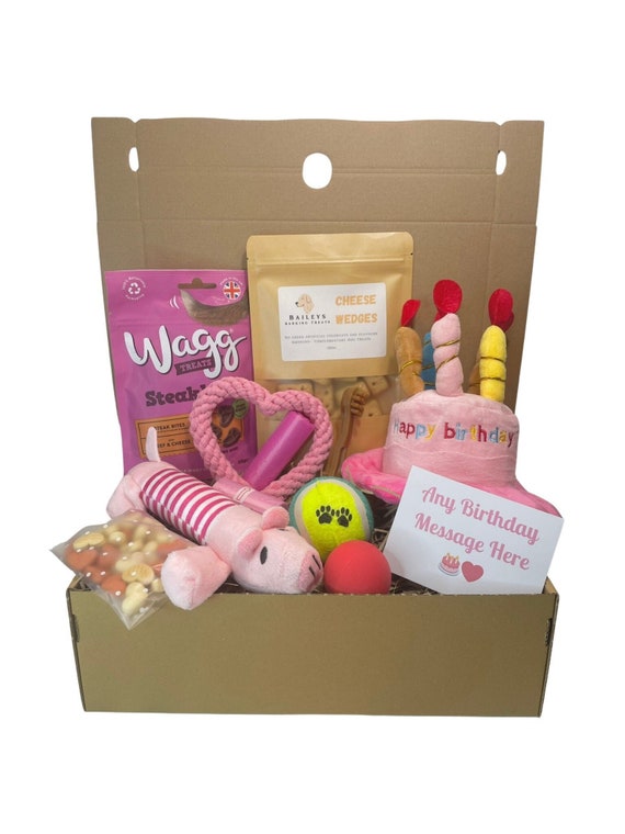 Dog Birthday Gift Hamper, Dog Hamper, Dog Gift Box, Dog Gifts, Dog Treats. Dog Birthday Gift, Dog present. Dogs First Birthday, Dog Toys,