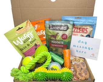 Dog Treat & Dog Toy Gift Box Hamper Large,  Dog treat box, dog treats box, gifts for dogs, gift for dogs, dog birthday gift