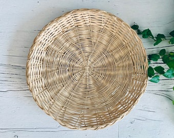 Set of Vintage Woven Flat Baskets, Chargers or Wall Decor
