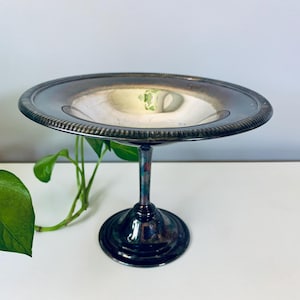 Small Vintage Silver Pedestal Bowl, Candy or Trinket Dish