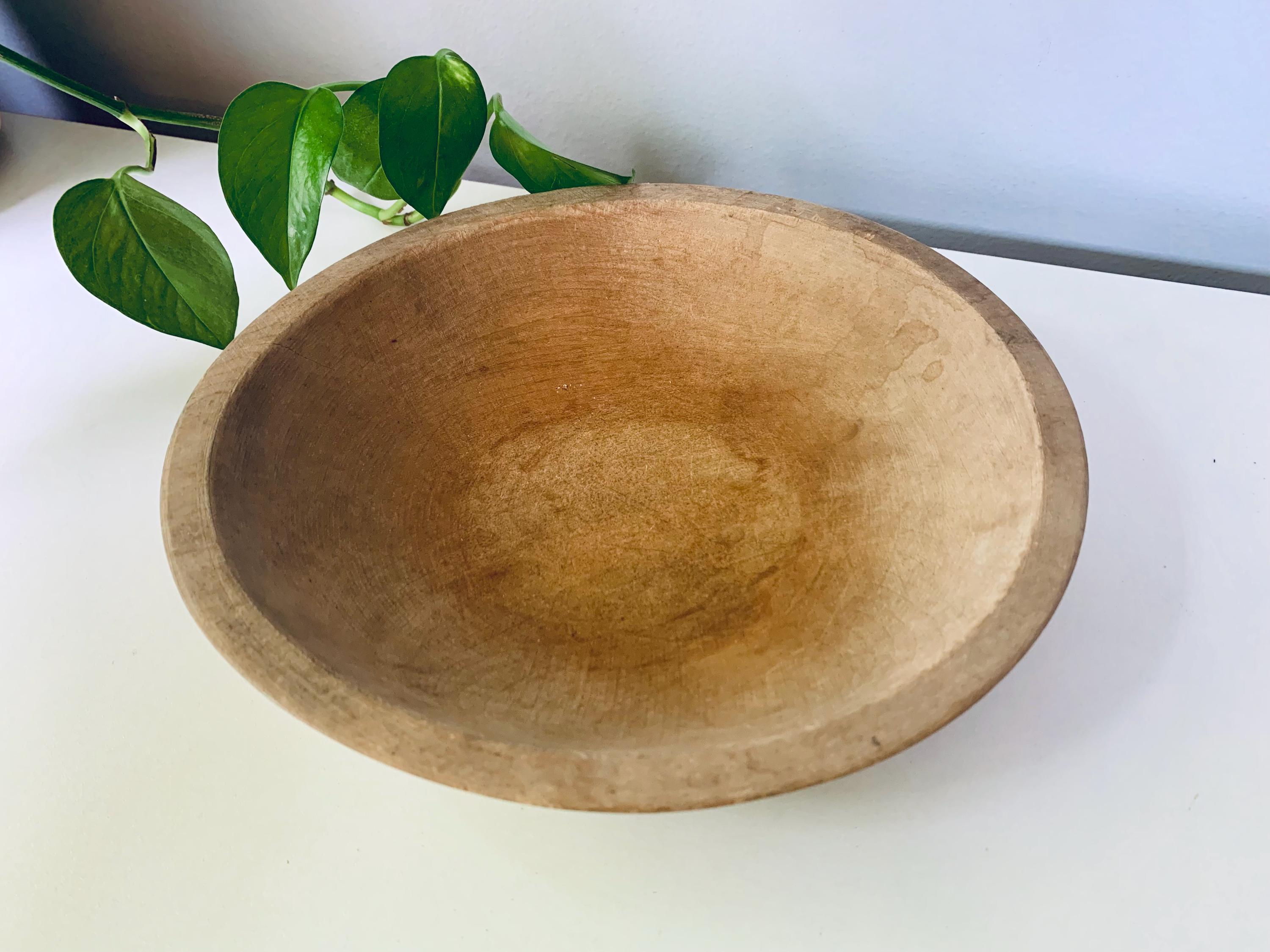 Weathered Vintage Wooden Dough Bowl, Primitive Wood Bowl, Wabi Sabi Shelf Styling Accent