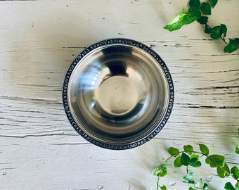 Small Vintage Stainless Silver Bowl, Trinket Dish