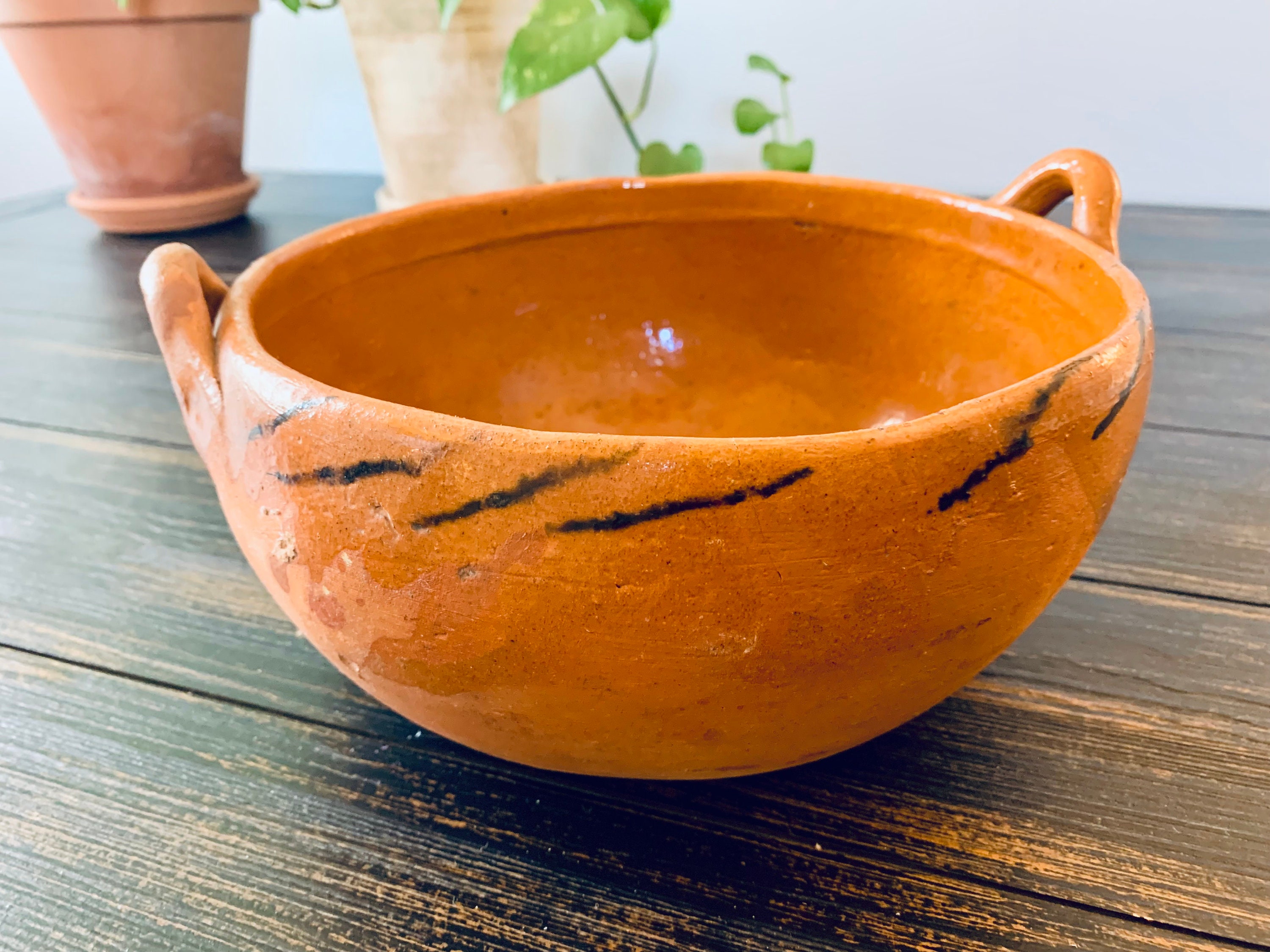 Large Terra Cotta Clay Bowl, Planter - Etsy