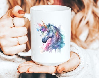 Unicorn Watercolor, Rainbow Unicorn, 18oz Mug, 20 oz Mug, Gift for Her, Gift for Mom, Gift for Unicorn Lover, Gift for Aunt, Coffee Gift