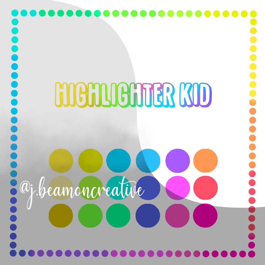 Highlighter Kid Color Palette & Swatches for Procreate Etsy