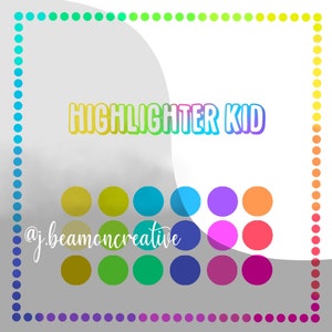 Paleta de colores y muestras de resaltadores para niños para Procreate