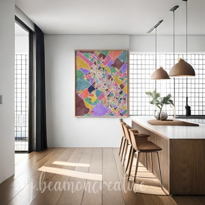 Bryan College Station Texas aquarel kaart kunst; Texas kunst aan de muur; Digitale handgeschilderde afdrukbare Home Decor; Universiteitsstad kunst