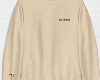 Custom Embroidered Roman Numeral Sweatshirt | Valentines Couple Anniversary Sweatshirt