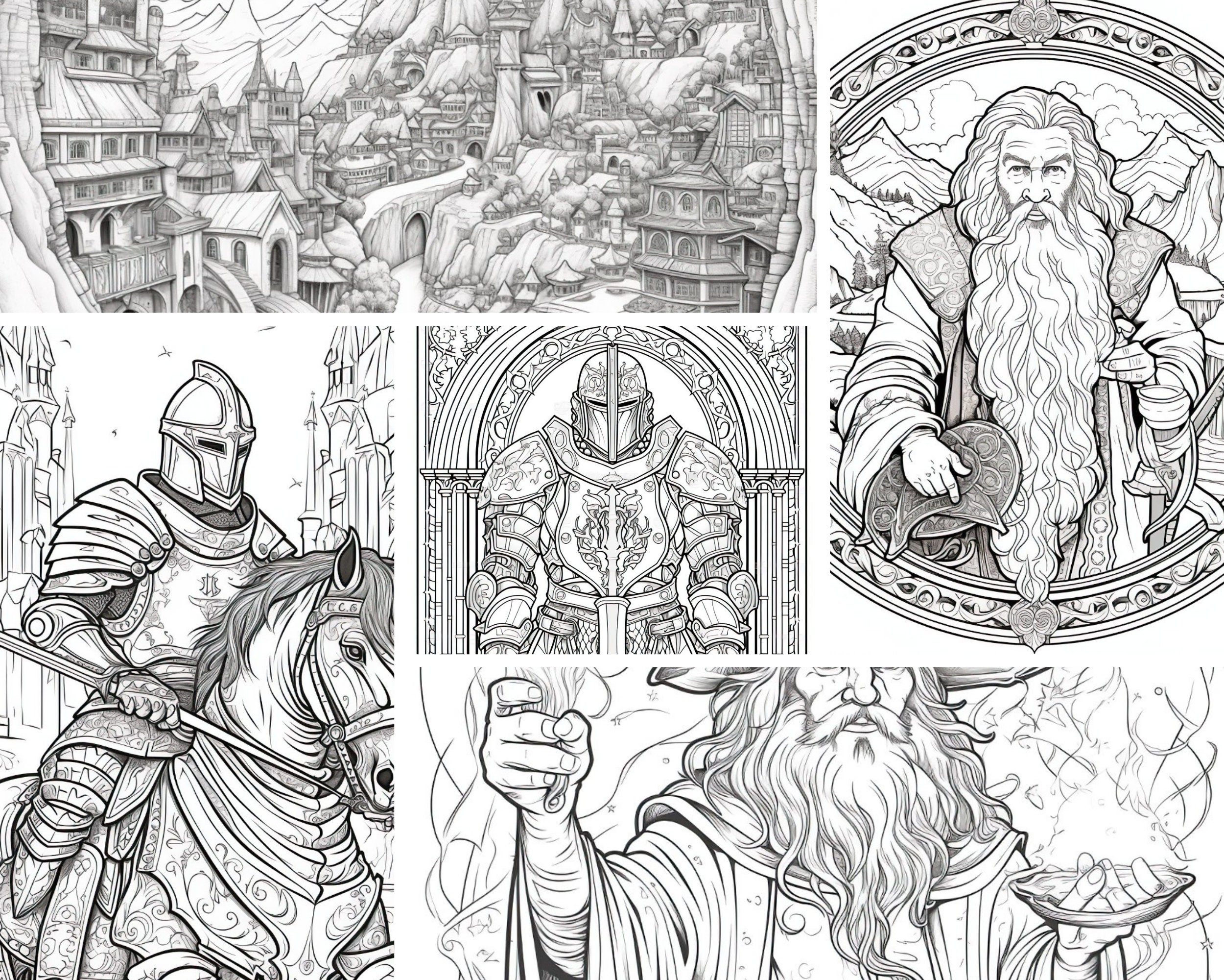 Middle Earth Coloring Book for Kids and Adults.9 Pages High Quality ...