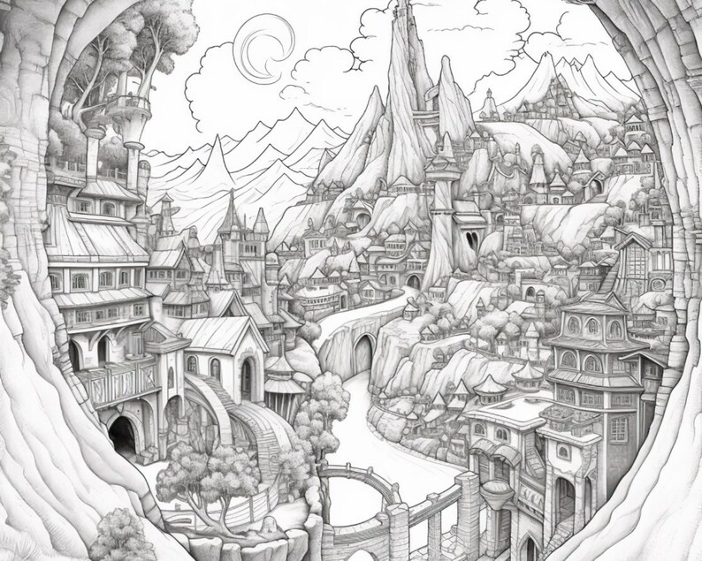 Middle Earth Coloring Book for Kids and Adults.9 Pages High Quality ...