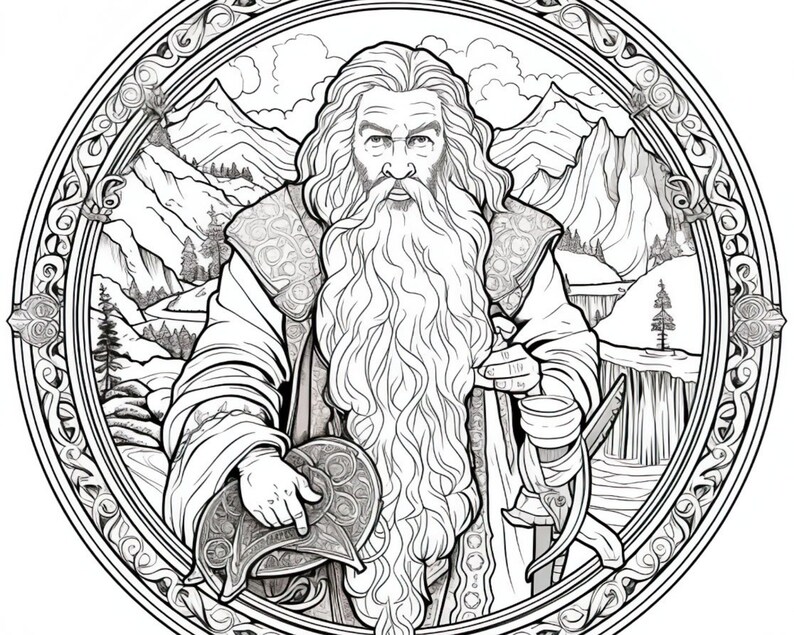 Middle Earth Coloring Book for Kids and Adults.9 Pages High Quality ...