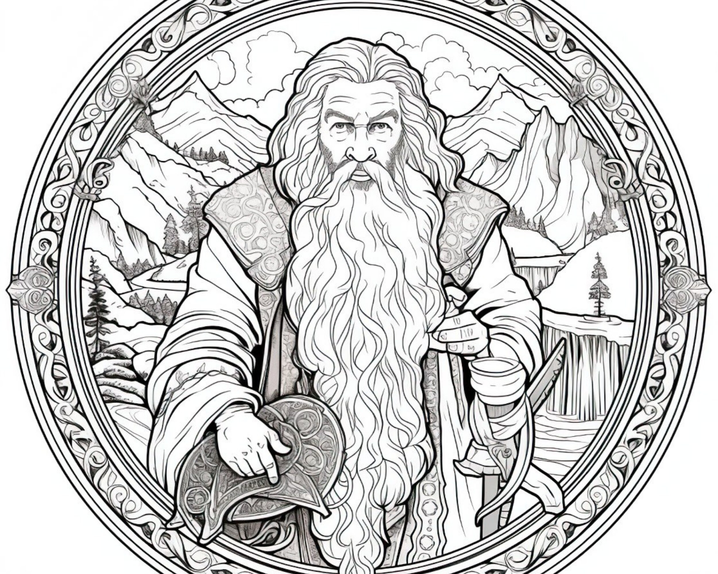 Middle Earth Coloring Book for Kids and Adults.9 Pages High Quality ...