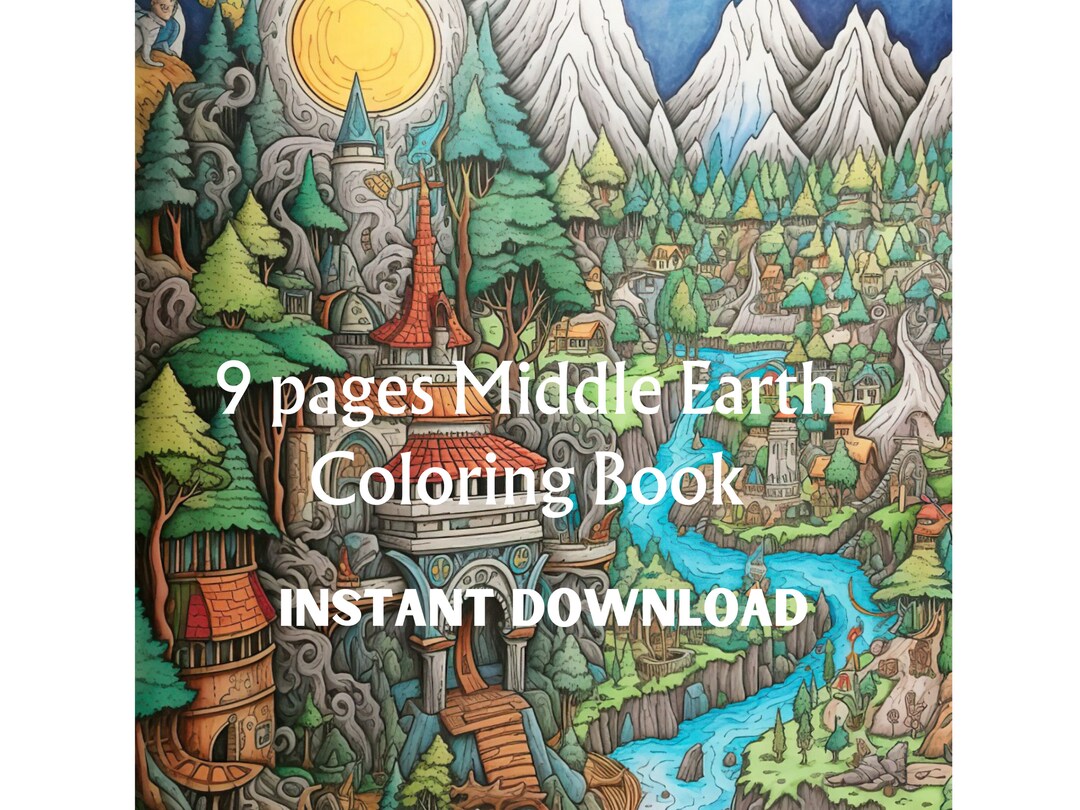 Middle Earth Coloring Book for Kids and Adults.9 Pages High Quality ...