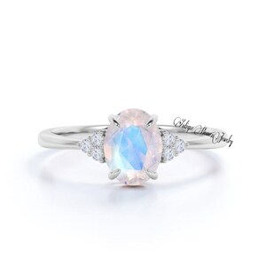 Rainbow Moonstone Engagement Ring | Women’s Ring | Moonstone Ring | Anniversary Gifts | Ring for Women | Oval Ring | Gifts for Women