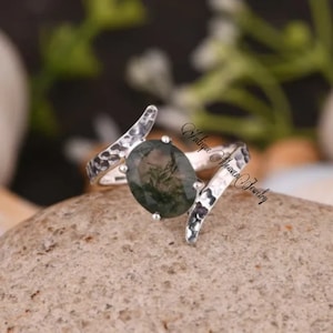 Unique Moss Agate Ring Genuine Moss Agate Ring Stylish Women Ring Wedding Ring Anniversary Ring Natural Moss Agate Ring