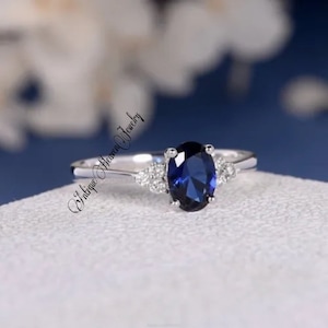 Genuine Blue Sapphire Ring, 925 Sterling Silver, Blue Sapphire Solid Silver Ring, September Birthstone Ring, Silver Ring, Gift For Her