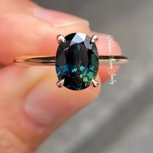 Oval Cut Alexandrite Wedding Ring, Lab Alexandrite Ring, Stackable Ring, 925 Sterling Silver, Gift For Women, Promise Ring