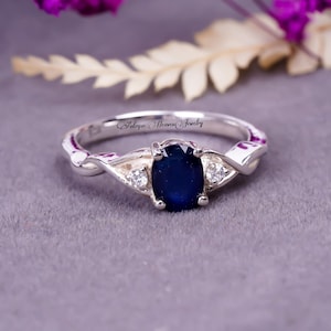 Blue Sapphire Ring, Solid Silver Ring 925 Sterling Silver Ring, Handmade Ring, Natural Sapphire Ring, Blue Gemstone Ring, Gift For Her
