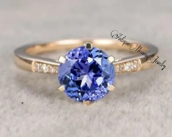 Tansanit Ring, Dezember Birthstone, Blauer Edelstein, echte Sterling Silber Ring, Verlobungsring, Tansanit Schmuck, fünf Stein Tansanit