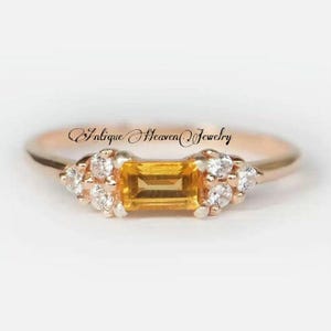 Ring Yellow Topaz-November Birthstone Ring-Yellow Gemstone-Golden Topaz Ring-14k Rose Gold Plated Ring-Golden TOPAZ Jewelry Ring