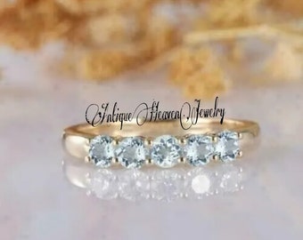 Aquamarine Engagement Ring Aquamarine Ring Promise Ring Vintage Aquamarine Ring Birthstone Ring Sterling Silver Ring Solid Silver Ring