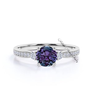 Alexandrite Wedding Ring /925 Sterling Silver Ring /Half Eternity Alexandrite Band/Wedding Band/ Gift For Her