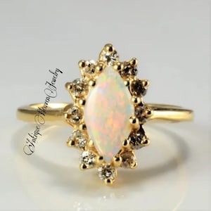 Natural Opal Ring Minimalist Ring For Women Art Deco Stackable Ring Unique Fire Opal Ring Handmade Ring