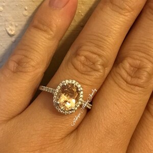 Morganite Engagement Oval Morganite Ring Silver Art Deco Morganite Ring Dainty Morganite Ring Marquise Ring Sterling Silver Ring