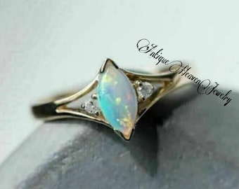 Ethiopian Opal Ring, White Opal Ring, Handmade Ring, Dainty Opal Ring, Solid Silver Opal Ring, Promise Ring, Minimalist Ring