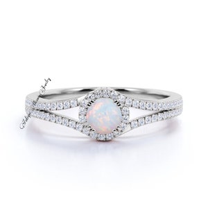 Ring Dainty Opal, AAA++ Quality Opal Ring , White Opal CZ Ring, Round Opal Ring, Sterling Silver Opal Ring, Silver Opal , Bridesmaid Gift