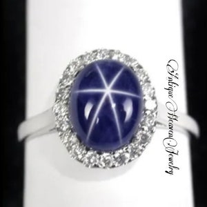 Blue Lindy Star Ring, Lindy Star Sapphire Ring, Women Sapphire Ring, 6 Ray Lindy Star Ring, Engagement Ring, Statement Ring, Promise Ring