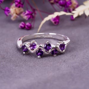 Natural Purple Amethyst Ring, Vintage Amethyst Ring, Handmade Amethyst Jewelry, February Birthstone Ring, Gifts For Women Amethyst Band