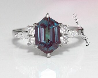 Vintage Alexandrite Ring,925 Sterling Silver, Engagement Ring, Promise Ring, June Birthstone Ring, Anniversary Gift for Her, promise ring