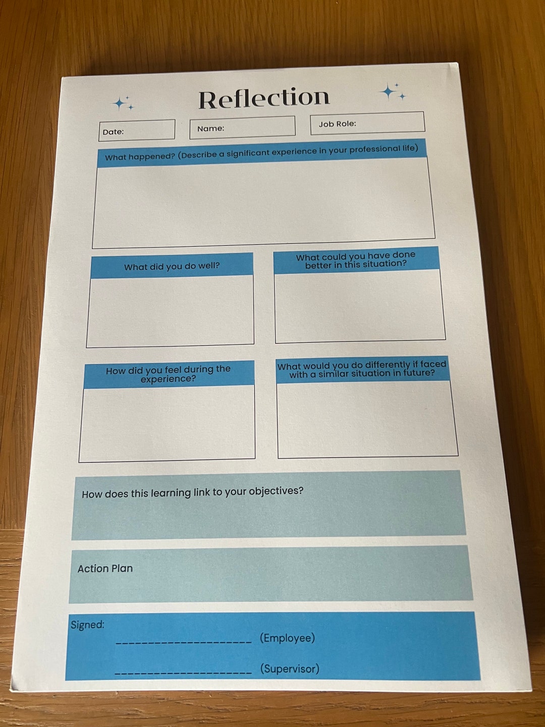 A4 Reflection Template Notepad - 50 Pages - Etsy UK