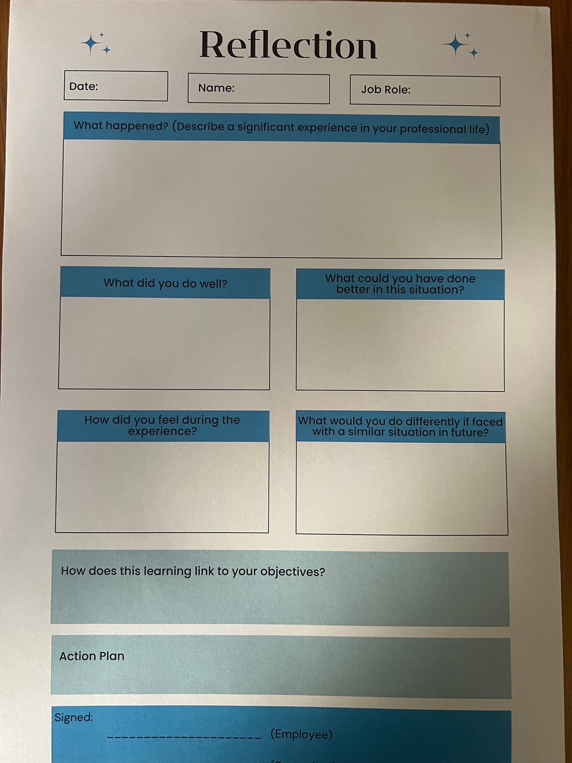A4 Reflection Template Notepad - 50 Pages - Etsy UK