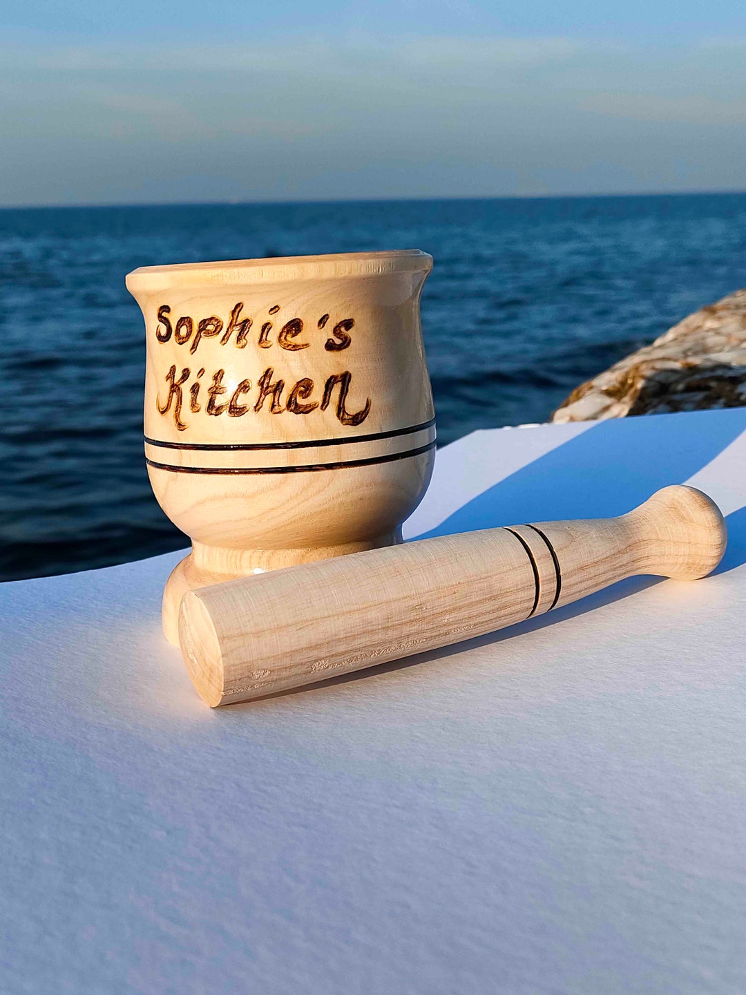 Wooden Personalized Pestle and Mortar Wooden Kitchen Etsy