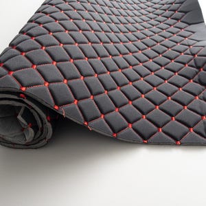 Black/red Diamond Stitch Embossed Fabric Lining Car Upholstery 165cmx100cm