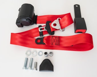 Red Automatic 3-Point Seat Belt Set for Mercedes R107 SL/SLC