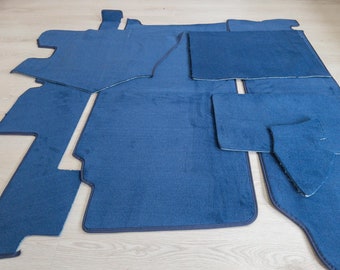 Mercedes R107 Trunk Carpet Kit: Blue Velour, 7-Piece